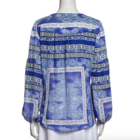 NWT Parker Olympos B482 Blue White Blouse Top Size Small $255 - Picture 3 of 3